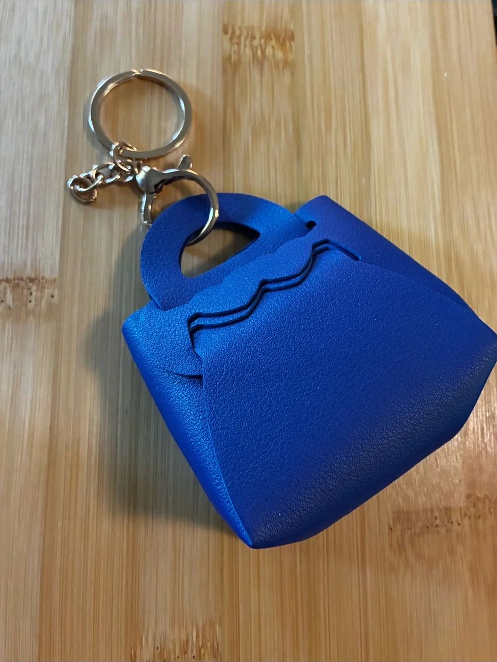 Mint Navy mini handbag keychain with gold hardware